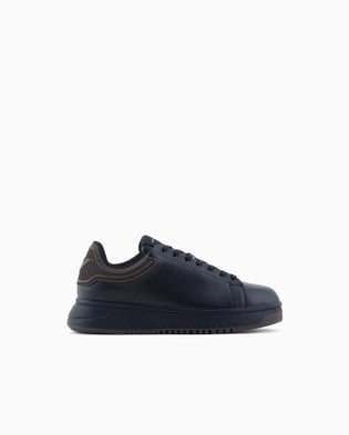 EMPORIO ARMANI Emporıo Armani Erkek Bağlamalı Orta Kalın Taban Deri Siyah Sneaker EM003663 AF18212-MC069