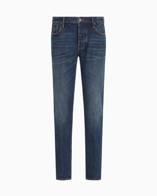 EMPORIO ARMANI Emporıo Armani Erkek Denim Kumaş Slim Fit Düşük Bel Pamuk Kumaş Mavi Jeans EM000668 AF13442-MB001