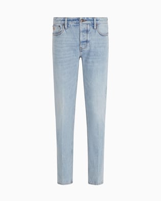 EMPORIO ARMANI Emporıo Armani Erkek Denim Kumaş Slim Fit Düşük Bel Pamuk Kumaş Açık Mavi Jeans EM000668 AF13442-MB003