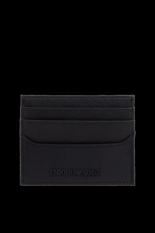 EMPORIO ARMANI Emporıo Armani Erkek Ekstra Bölmeli Logo Kabartmalı Siyah Kartlık EM001790 AF13670-UC001