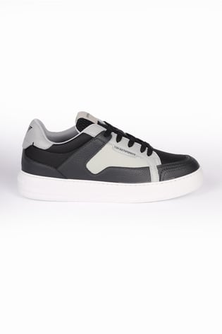 Emporio Armani Emporıo Armani Erkek File Detaylı Logolu Yüksek Tabanlı Günlük Gri-Beyaz Sneaker X4X568 XN162-S787