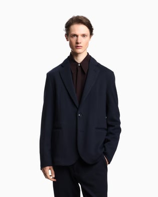 Emporio Armani Emporıo Armani Erkek Jakarlı Örme Kumaş Uzun Kollu Lacivert Ceket EM000069 TE15977-UB081