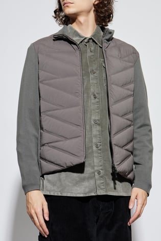 Emporio Armani Emporıo Armani Erkek Kuş Tüyü Dolgulu Kapitone Desenli Örme Kol Detaylı Gri Ceket EM003426 AF17823-U8143