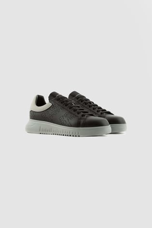 Emporio Armani Emporıo Armani Erkek Marka Logolu Bağcıklı Kaydırmaz Tabanlı Günlük Siyah Sneaker X4X635 XN889-R625