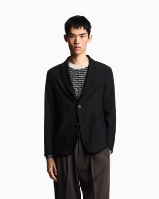 EMPORIO ARMANI Emporıo Armani Erkek Slim Fit Çentikli Düğme Kapamalı Cep Detaylı Siyah Ceket EM000142 TE11109-UC001