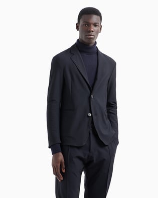 EMPORIO ARMANI Emporıo Armani Erkek Slim Fit Çentikli Düğme Kapamalı Cep Detaylı Lacivert Ceket EM000142 TE11109-UB109