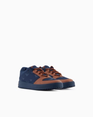 EMPORIO ARMANI Emporıo Armani Erkek Yuvarlak Burun Bağcıklı Kauçuk Taban Deri Lacivert Sneaker EM002849 AF18010-MZ325