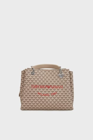 EMPORIO ARMANI Emporıo Armani Kadın Deri Marka Logolu Fermuarlı Günlük Kullanım Kahverengi Omuz Çantası Y3D159 YWS0E-F1075