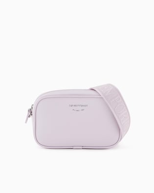 EMPORIO ARMANI Emporıo Armani Kadın Deri Tek Fermuar Kapamalı Askı Marka Yazı Desenli Lila Omuz Çantası EW000537 AF12036-M4033