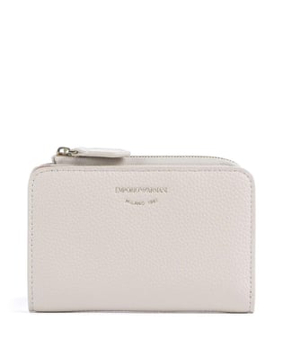 EMPORIO ARMANI Emporıo Armani Kadın Deri Üzeri Logo Desenli Fermuar Kapamalı İç bölmeli Bej Cüzdan EW000369 AF11953-U6208