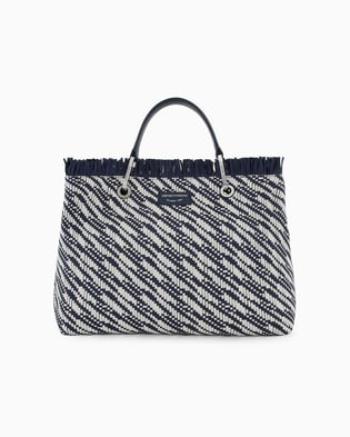 EMPORIO ARMANI Emporıo Armani Kadın Dokuma Dekoratif Püsküllü Çıkarılabilir Omuz Askılı Lacivert Omuz Çantası EW000360 AF12759-FB251