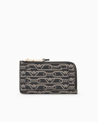 EMPORIO ARMANI Emporıo Armani Kadın Fermuarlı Dış Cepli Monogram Kartal Logolu Siyah Kartlık EW000367 AF11951-FC033