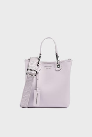 EMPORIO ARMANI Emporıo Armani Kadın Geniş Deri Kısa El Tutma Uzun Logo Detaylı Askı Pembe Omuz Çantası EW000362 AF12036-M4033