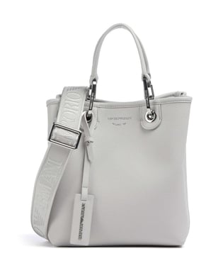 EMPORIO ARMANI Emporıo Armani Kadın Geniş Deri Kısa El Tutma Uzun Logo Detaylı Askı Gri Omuz Çantası EW000362 AF12036-M8118