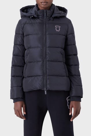 Emporio Armani Emporıo Armani Kadın Kapşonlu Logolu Fermuar Günlük Lacivert Mont 6L2B86 2NGAZ-0926