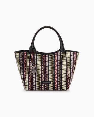 EMPORIO ARMANI Emporıo Armani Kadın Kısa Kulp Renk Geçiş Desenli Kapamasız Deri Bölümler Çok Renkli Omuz Çantası EW001009 AF12768-FC146