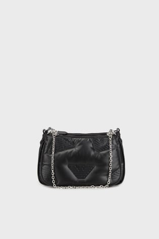 Emporio Armani Emporıo Armani Kadın Logolu Deri Fermuarlı Günlük Kullanım Siyah Çanta Y3H317 YVZ8X-80001