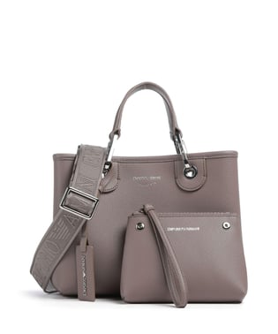 EMPORIO ARMANI Emporıo Armani Kadın Manyetik Tokalı İpek Baskı Logolu Çıkarılabilir Omuz Askılı Harici Fermuarlı İç Bölümlü Kahverengi Omuz Çantası EW000361 AF12036-M1057