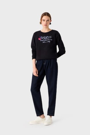 Emporio Armani Emporıo Armani Kadın Marka Logolu Uzun Kollu Rahat Siyah Sweatshirt 6R2M7E 2J49Z-0926