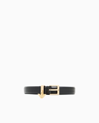 EMPORIO ARMANI Emporıo Armani Kadın Metal Tokalı İkonik Kartal Logolu Pürüzsüz Deri Siyah Kemer EW002024 AF16227-UC001