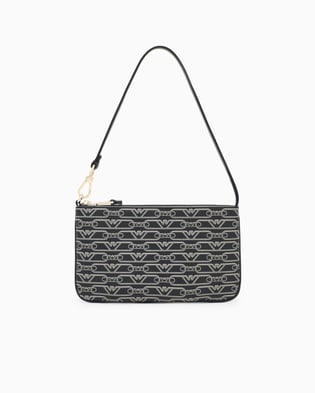 EMPORIO ARMANI Emporıo Armani Kadın Monogram Armani Kartal Baskılı İç Cepli Çıkarılabilir Kısa Askılı Siyah Omuz Çantası EW002953 AF11951-FC033