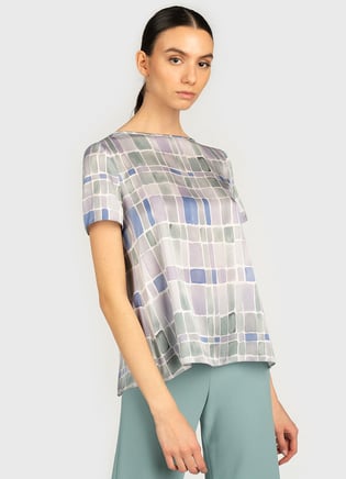 Emporio Armani Emporıo Armani Kadın Pamuklu Marka  Logolu Desenli Bluz ANK08T A2503-DESENLİ