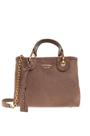 Emporio Armani Emporıo Armani Kadın Yumuşak Süet Çıkarılabilir Zincir Askılı Kabartma Logolu Kahverengi Omuz Çantası EW000361 AF17730-U6192