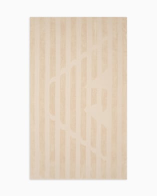 EMPORIO ARMANI Emporıo Armani Unısex Logo Desenli Pamuklu Bej Plaj Havlusu EX000021 AF12340-U6213