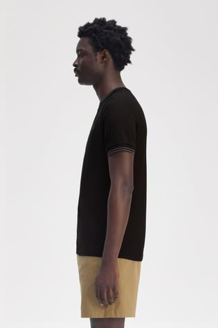 Fred Perry Fred Perry Erkek Regular Fit Kısa Kollu Şerit Detaylı Siyah1 T-Shirt M1588-Y43