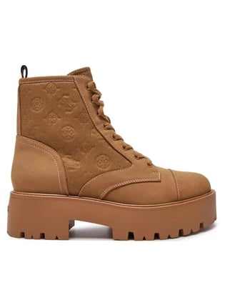 GUESS GUESS Kadın Kumaş Desenli Bağcıklı Kahverengi Günlük Ayakkabı FLTSLR LEM10-BROWN