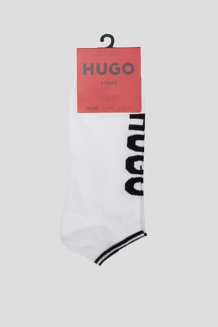 HUGO HUGO Erkek %100 Pamuk Dokuma Kumaş Marka Logolu Beyaz Çorap 50468111-100