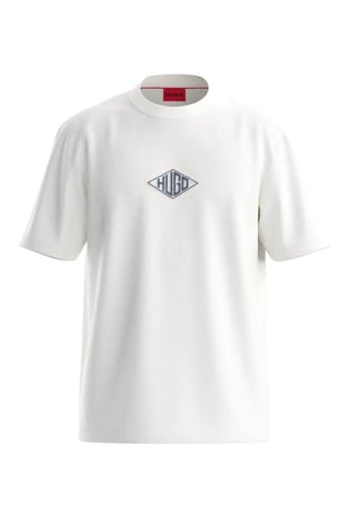 HUGO HUGO Erkek Kısa Kol Bisiklet Yaka Gögüs Ortası Ve Sırt Bölümü HUGO Yazılı Beyaz T-Shirt 50534951-102