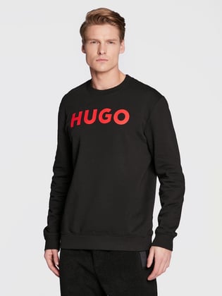 HUGO HUGO Erkek Marka Logolu Pamuklu Normal Kalıp Günlük Siyah Sweatshirt 50477328-001