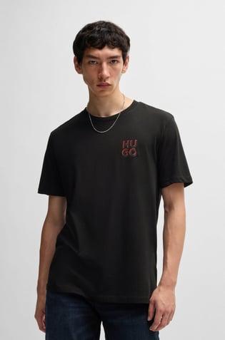 HUGO HUGO Erkek Pamuklu Marka Logolu 2 'li Paket Günlük Siyah T-Shirt 50492550-001