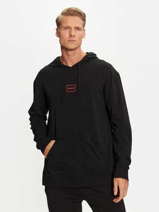 HUGO HUGO Erkek Regular Fit Marka Logolu Kapüşonlu Uzun Kollu Siyah Sweatshirt 50525244-001