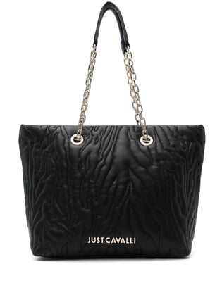 Just Cavalli Just Cavalli Kadın Zincir Askılı Fermuar Kapamalı Logolu Siyah Omuz Çantası 77RA4BE2ZSB23-899