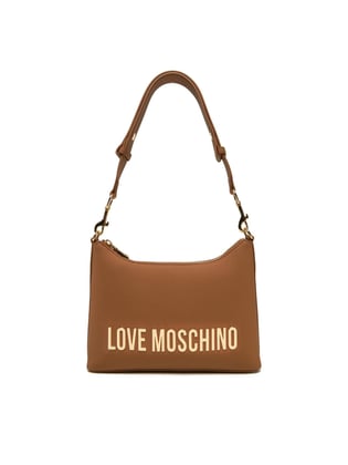 Love Moschino Love Moschino Kadın Cilalı Altın Renkli Metal Bağlantı Parçaları Bir Ana Bölme Kahverengi Omuz Çantası JC4025PP1MKD0-201