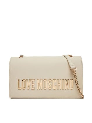 Love Moschino Love Moschino Kadın Deri Logo ve Zincir Detaylı Bej Omuz Çantası JC4192PP1MKD0-110
