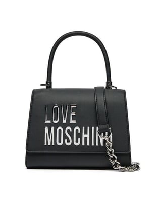 Love Moschino Love Moschino Kadın Deri Ayarlanabilir Zincir Omuz Askılı Gold Detaylı Siyah Omuz Çantası JC4024PP1MKD0-00B