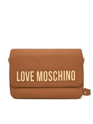 Love Moschino Love Moschino Kadın Deri Üzeri Logo Desenli Fermuar Kapamalı İç bölmeli Kahverengi Omuz Çantası JC4023PP1MKD0-201