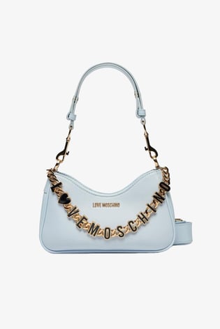Love Moschino Love Moschino Kadın Deri Logo ve Zincir Detaylı Mavi Omuz Çantası JC4070PP1ML13-71A