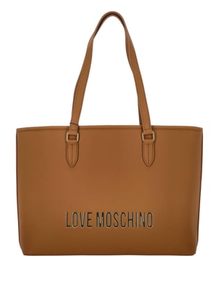 Love Moschino Love Moschino Kadın Deri Üzeri Logo Desenli Fermuar Kapamalı İç bölmeli Kahverengi Omuz Çantası JC4190PP1MKD0-201