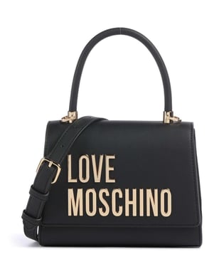 Love Moschino Love Moschino Kadın Deri Ayarlanabilir Zincir Omuz Askılı Gold Detaylı Siyah Omuz Çantası JC4024PP1MKD0-000
