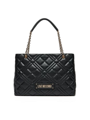 Love Moschino Love Moschino Kadın Geniş Deri Kapitone Desenli Zincir Detaylı Kısa Askı Siyah Omuz Çantası JC4145PP1MLA0-000