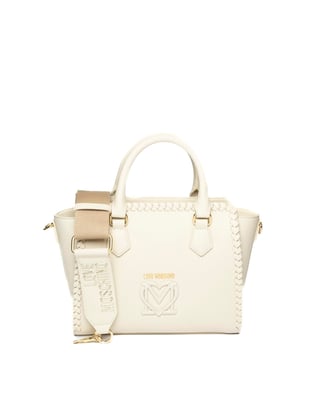Love Moschino Love Moschino Kadın Kalp Metal Üzeri Marka Logosu Dikiş Desenli Bej Omuz Çantası JC4126PP1MLJ0-110