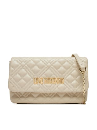 Love Moschino Love Moschino Kadın Logolu Kapitoneli Zincir Detaylı Bej Omuz Çantası JC4097PP1MLA0-110