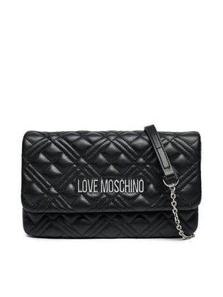 Love Moschino Love Moschino Kadın Logolu Kapitoneli Zincir Detaylı Siyah1 Omuz Çantası JC4097PP1MLA0-00B