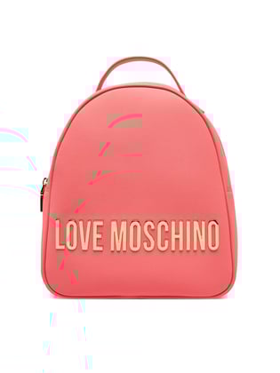 Love Moschino Love Moschino Kadın Marka Yazı Gold Desenli Uzun Ayarlanabilir Sırt Askılı Mercan Sırt Çantası JC4197PP1MKD0-464