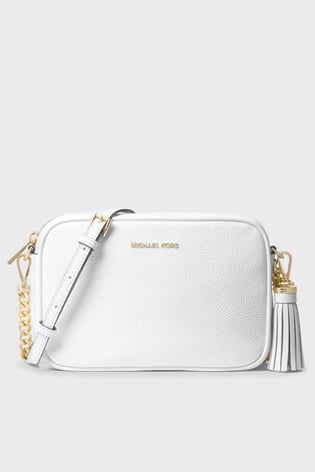 Michael Kors Michael Kors Kadın %100 Deri Ayarlanabilir Omuz Askılı Logo Kabartmalı Beyaz Omuz Çantası 32F7GGNM8L-OPTICWHITE