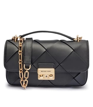 Michael Kors Michael Kors Kadın %100 Deri Kapitone Desenli Gold Metalik Kapamalı Zincir Omuz Askılı Siyah Omuz Çantası 30S5G2RL5L-BLACK